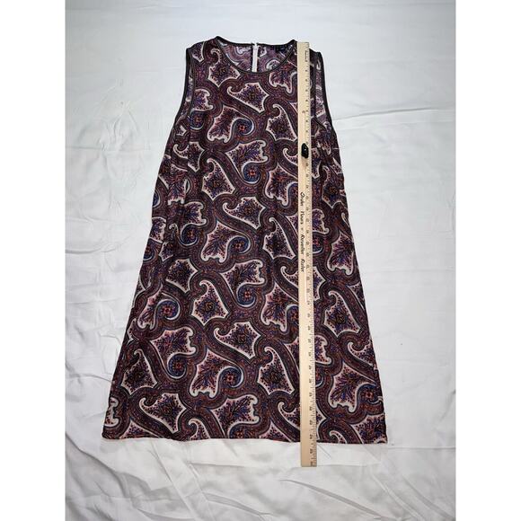 Theory Brindina Veranda Dress Size 6 Purple Paisley Print 100% Silk Shift Mini - Picture 6 of 16